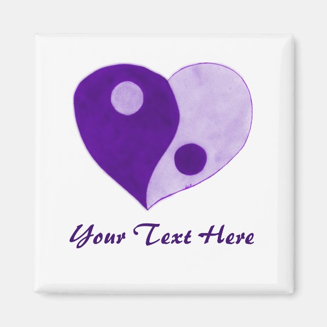 Yin Yang Heart (Lila/Lilac) Magnet (Framsidan)