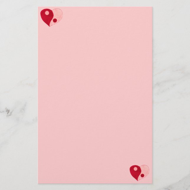 Yin Yang Heart (Red/Rosa) Brevpapper (Framsida)