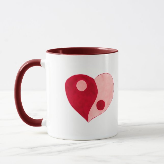 Yin Yang Heart (Red/Rosa) Mugg (Vänster)