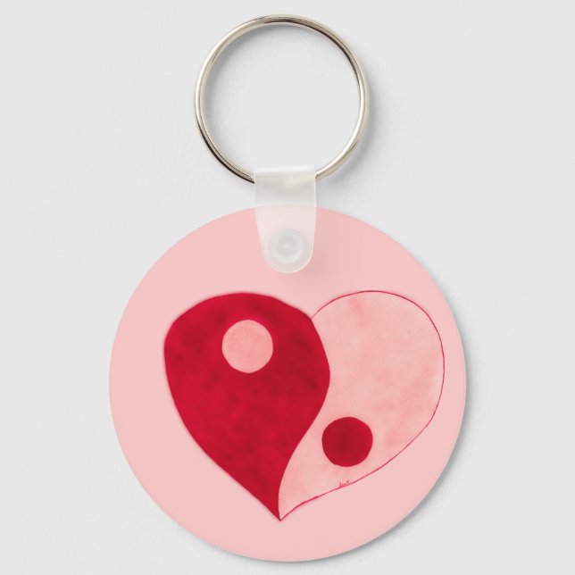 Yin Yang Heart (Red/Rosa) Nyckelring (Framsida)