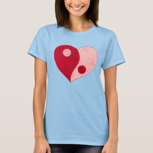 Yin Yang Heart (Red/Rosa) T-shirt (Framsida)