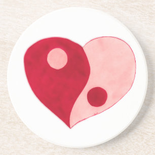 Yin Yang Heart (Red/Rosa) Underlägg