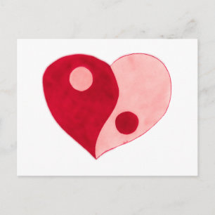 Yin Yang Heart (Red/Rosa) Vykort