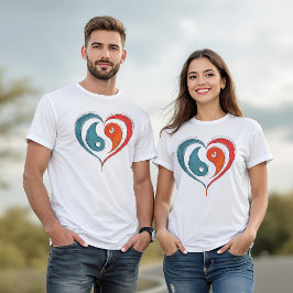 Yin Yang Heart-symbol - Unik konstnärlig design T Shirt