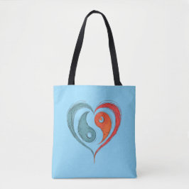 Yin Yang Heart Tote Bag - Personlig Tygkasse