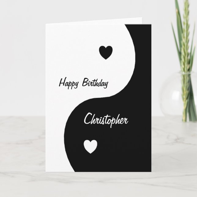 Yin Yang Hearts Birthday Kort (Framsida)