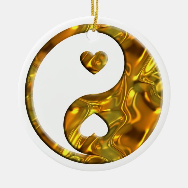 Yin & Yang / Hearts guld silver Julgransprydnad Keramik (Framsidan)