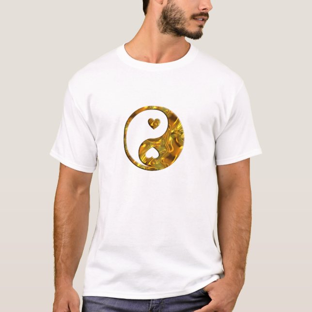 Yin & Yang / Hearts guld T Shirt (Framsida)