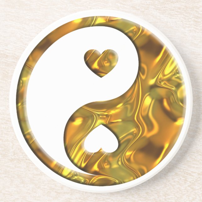 Yin & Yang / Hearts guld Underlägg Sandsten (Framsidan)