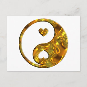 Yin & Yang / Hearts guld Vykort