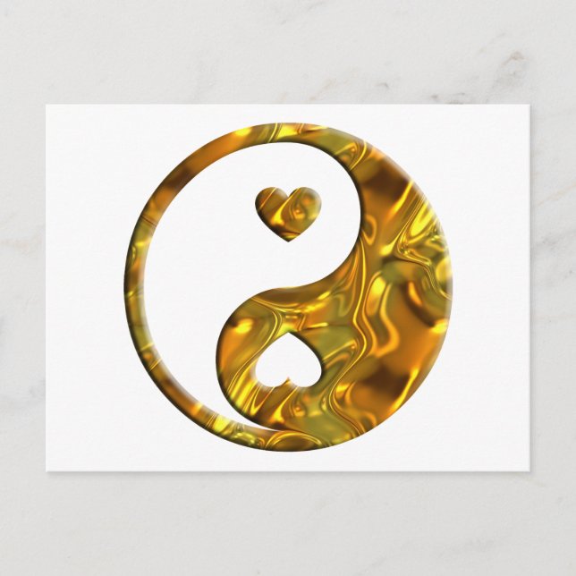 Yin & Yang / Hearts guld Vykort (Framsida)