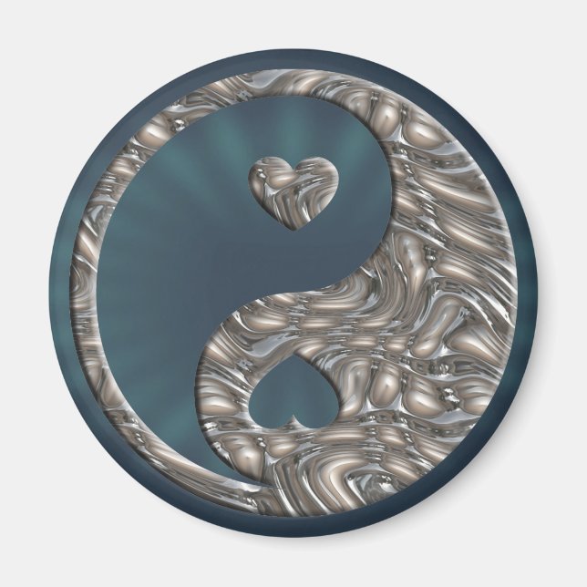 Yin & Yang / Hearts SILVER Magnet (Framsidan)