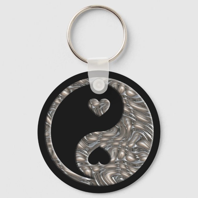 Yin & Yang / Hearts SILVER Nyckelring (Framsida)