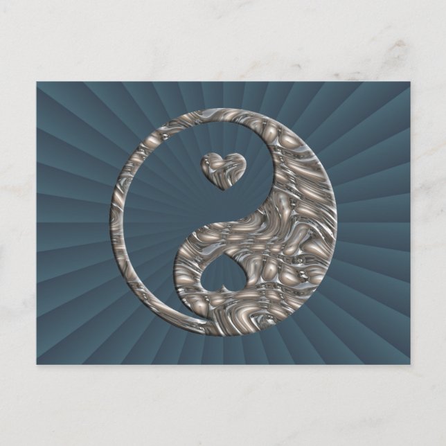 Yin & Yang / Hearts SILVER Vykort (Framsida)