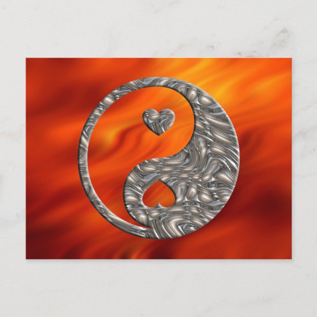 Yin & Yang / Hearts SILVER Vykort (Framsida)