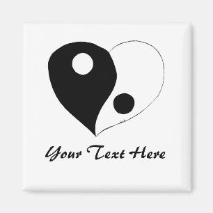 Yin Yang hjärta (B/W) Magnet