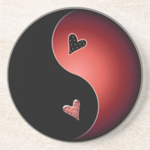 Yin Yang hjärta - rött Underlägg