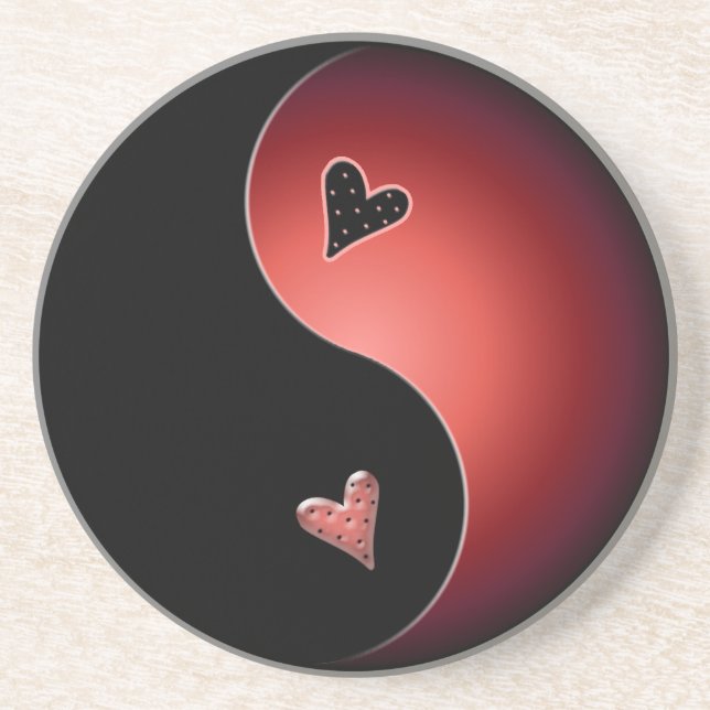 Yin Yang hjärta - rött Underlägg (Framsidan)