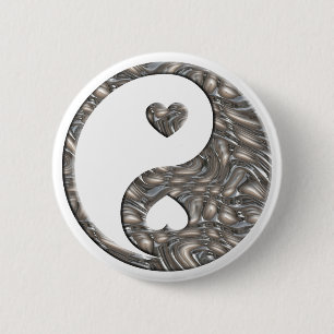 Yin & Yang/hjärtaSILVER Knapp