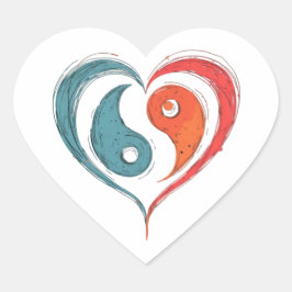 Yin Yang Hjärtat Konstnärlig Balans Symbol Hjärtformat Klistermärke