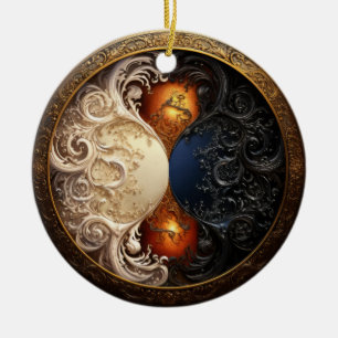 Yin-Yang Hourglass Julgransprydnad Keramik