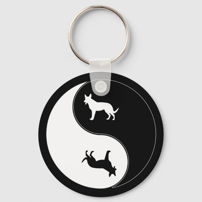 Yin Yang Hund Nyckelring (Framsida)