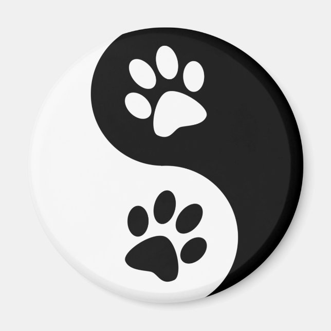 Yin Yang Hund Tass Magnet (Framsidan)