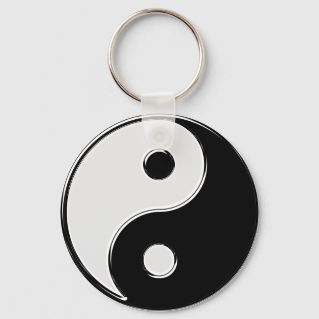 Yin Yang i svartvitt Nyckelring (Framsida)