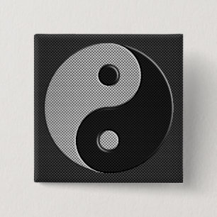 Yin Yang in Carbon Fiber Print Stil Knapp