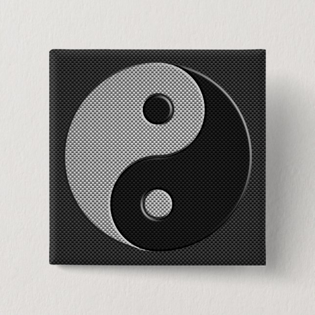 Yin Yang in Carbon Fiber Print Stil Knapp (Framsida)