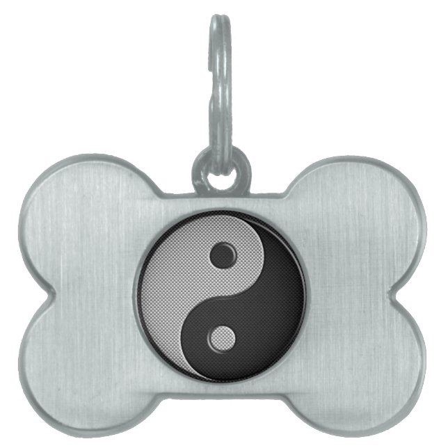 Yin Yang in Carbon Fiber Print Stil Namnbricka Husdjur (Framsidan)
