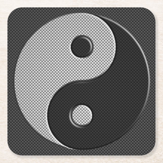 Yin Yang in Carbon Fiber Print Stil Underlägg Papper Kvadrat (Framsidan)
