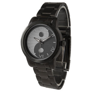 Yin Yang in Charcol Carbon Fiber Stil Dial Armbandsur