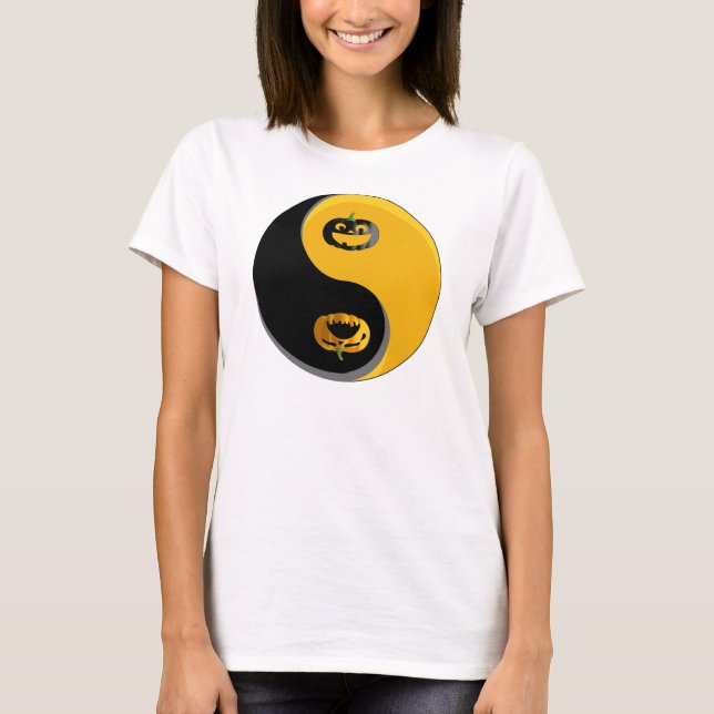 Yin Yang Jack-o-lantern Pumpkins T Shirt (Framsida)