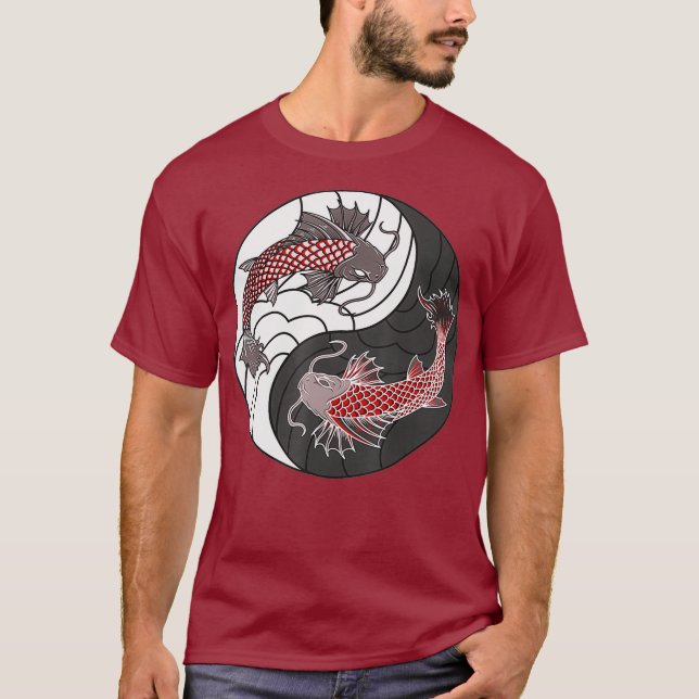Yin Yang Japansk koi Fish T Shirt (Framsida)