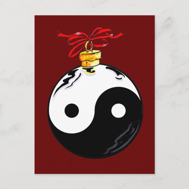 Yin & Yang jul Boll Helg Vykort (Framsida)