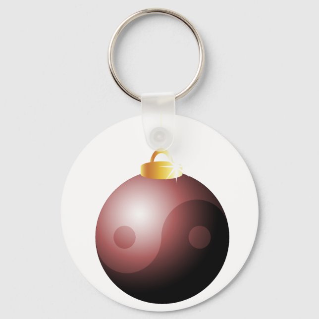 Yin Yang jul Boll i Red Nyckelring (Framsida)