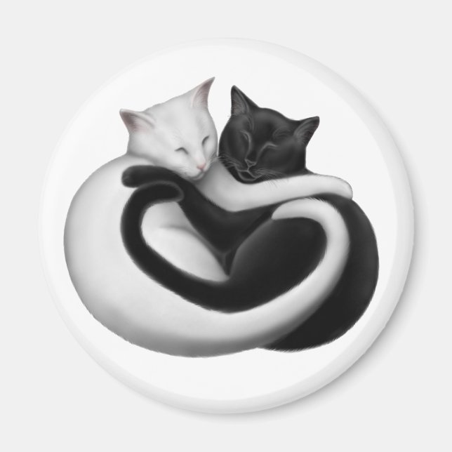 Yin Yang Kärlek Cats Magnet (Framsidan)