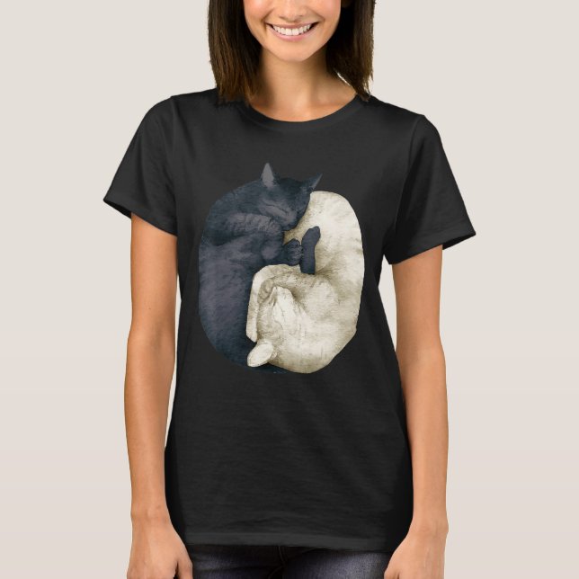 yin yang katter 2 t shirt (Framsida)