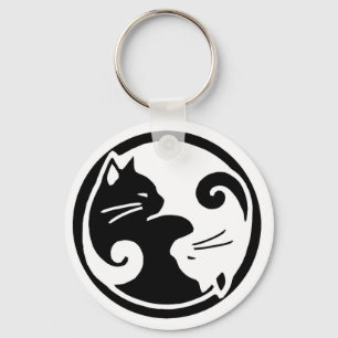 Yin Yang katter Keychain Nyckelring