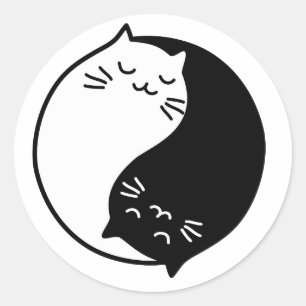 Yin Yang katter Runt Klistermärke