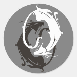 Yin Yang Katter Runt Klistermärke