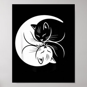 Yin Yang Katter Svart Och Vitt Sött Kattälskare Ze Poster