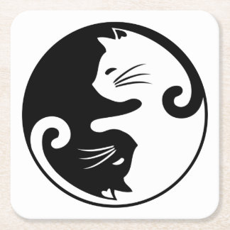 Yin yang-katter underlägg papper kvadrat