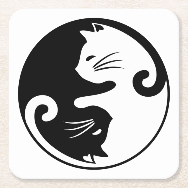 Yin yang-katter underlägg papper kvadrat (Framsidan)
