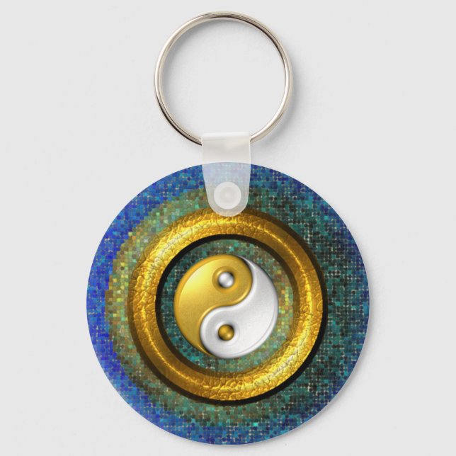 Yin-Yang Keychain, Golden Ring och Blue mosaic Nyckelring (Framsida)