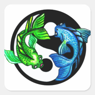 Yin-Yang Koi Design Fyrkantigt Klistermärke