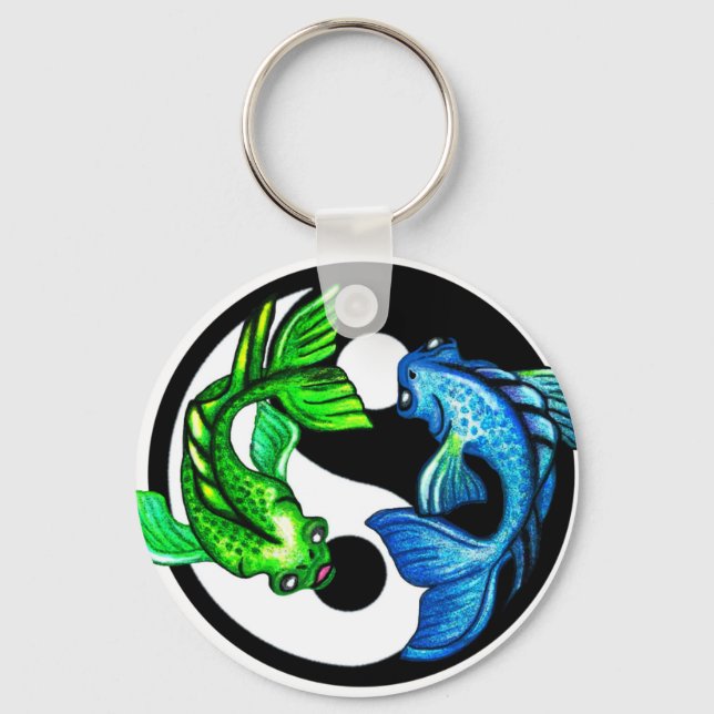 Yin-Yang Koi Design Nyckelring (Framsida)
