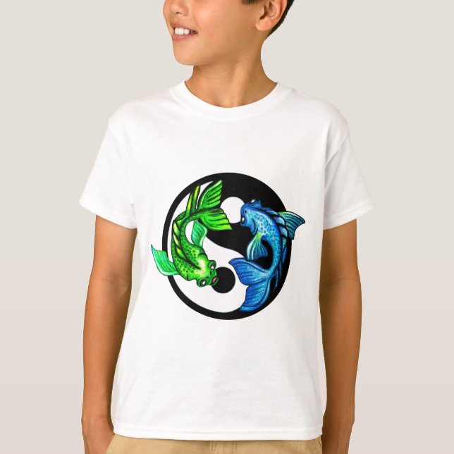 Yin-Yang Koi Design T-shirt (Framsida)