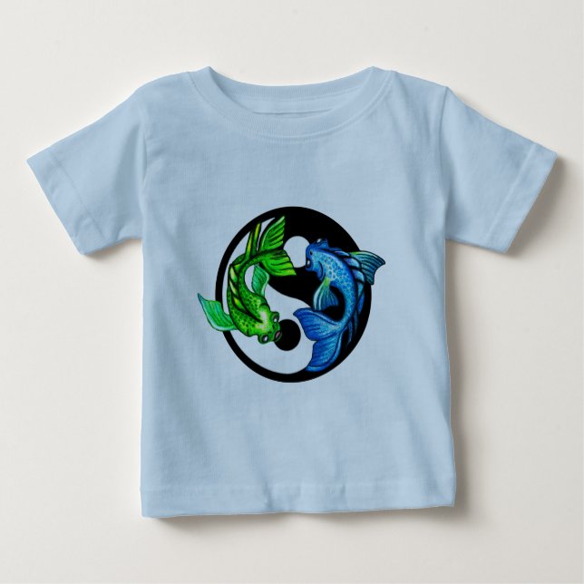 Yin-Yang Koi Design T-shirt (Framsida)